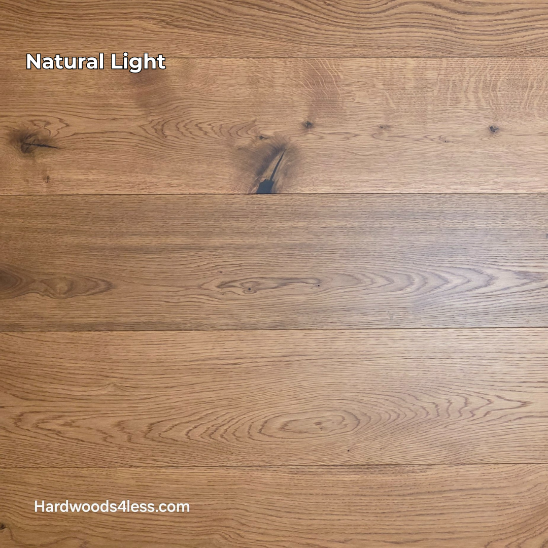 8 1/4" x 9/16" Engineered European Oak Helios Hardwood Flooring. Shown in natural lighting. 