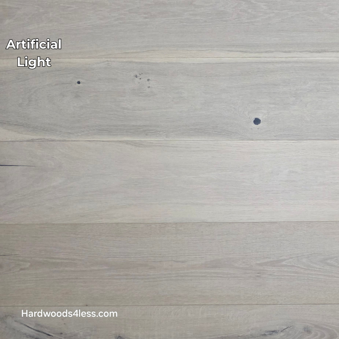 8 5/8" x 5/8" Engineered European Oak Granacci Hardwood Flooring. Shown in artificial lighting. 