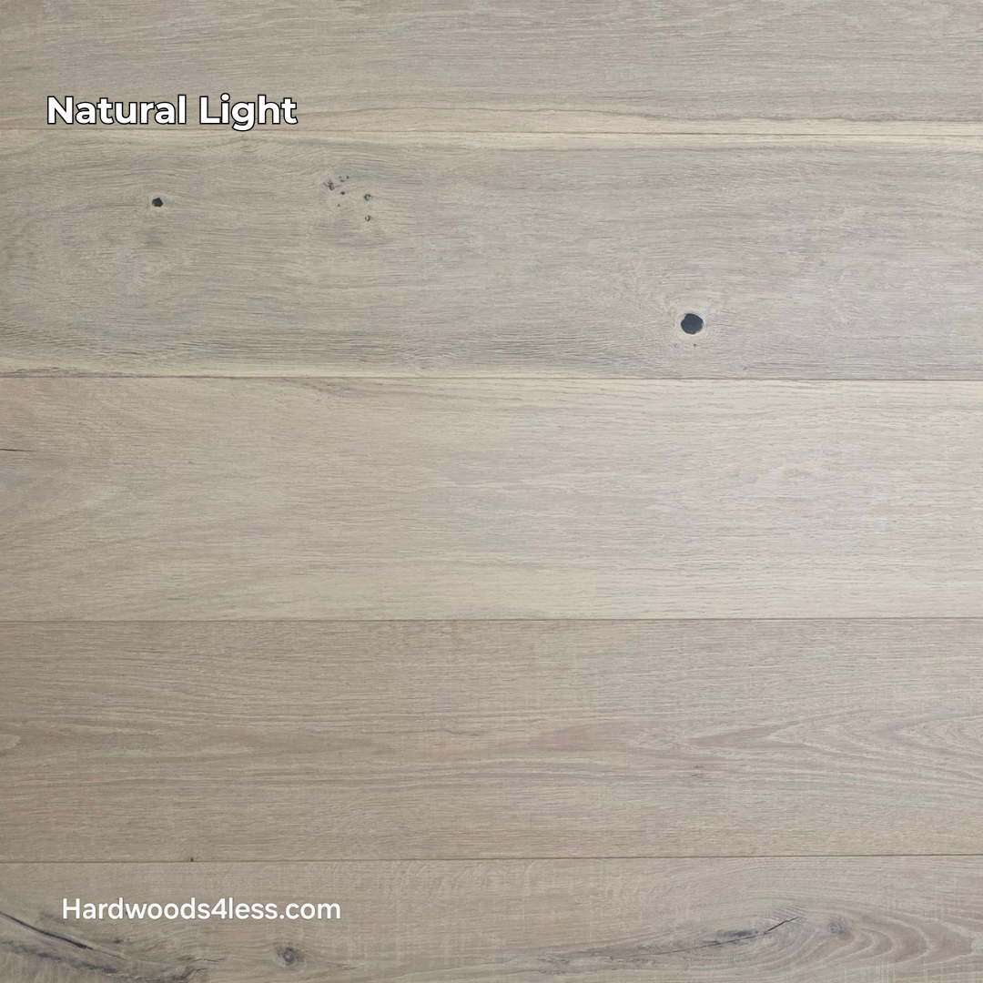 8 5/8" x 5/8" Engineered European Oak Granacci Hardwood Flooring. Shown in natural lighting. 