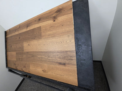 9 1/2" x 5/8" Engineered Hickory Andrews Hardwood Flooring on a black shooting table steep right angle shot