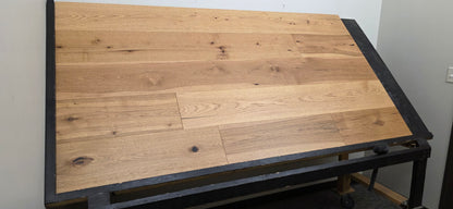 9 1/2" x 5/8" Engineered Hickory Collins Hardwood Flooring on a black shooting table wide shot left angle 