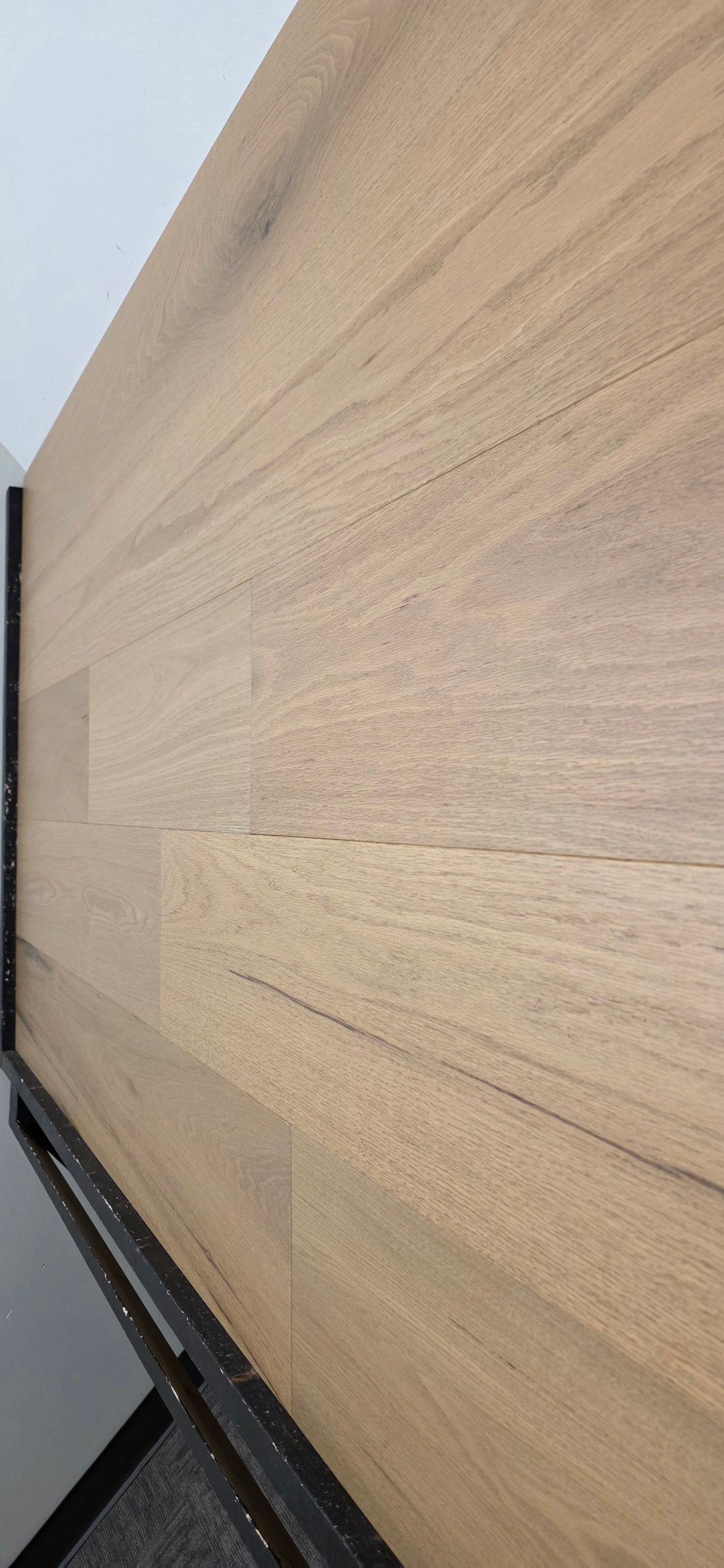 9 12 x 58 Engineered Red Oak Phoebe Hardwood Flooring close up wide shot steep angle