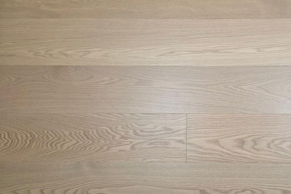 9 1/2" x 5/8" Engineered White Oak Swan Hardwood Flooring close up.