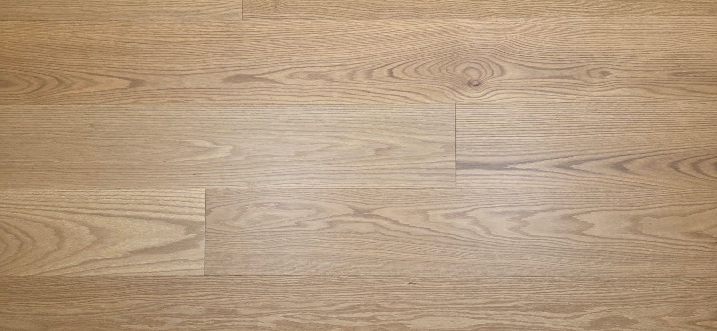 9 1/2" x 5/8" Engineered White Oak Wren Hardwood Flooring shown close up.
