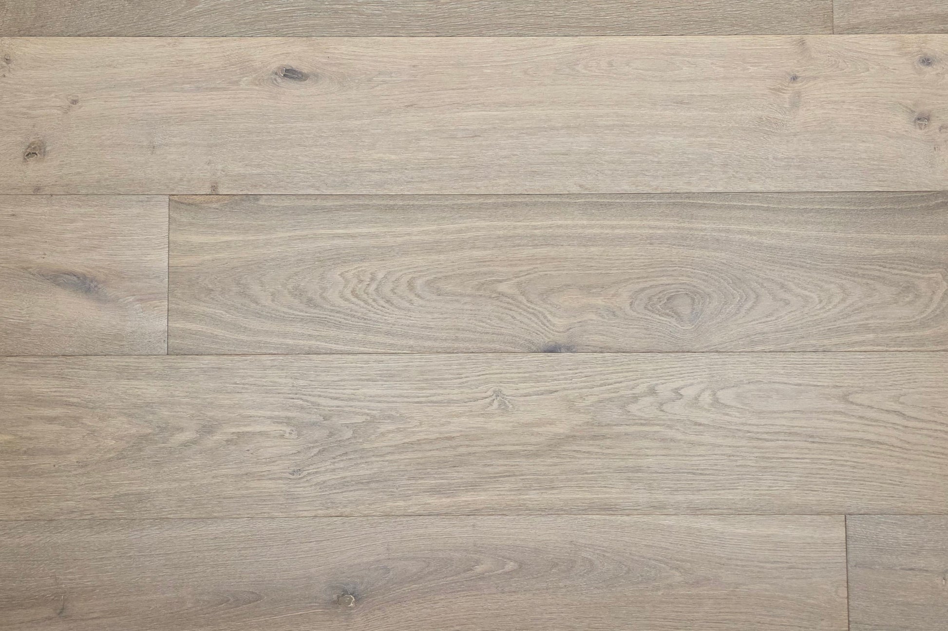 9 1/2" x 9/16" Engineered White Oak Elysian Hardwood Flooring. Close up. 