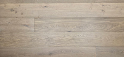 9 1/2" x 9/16" Engineered White Oak Elysian Hardwood Flooring. Full close up.