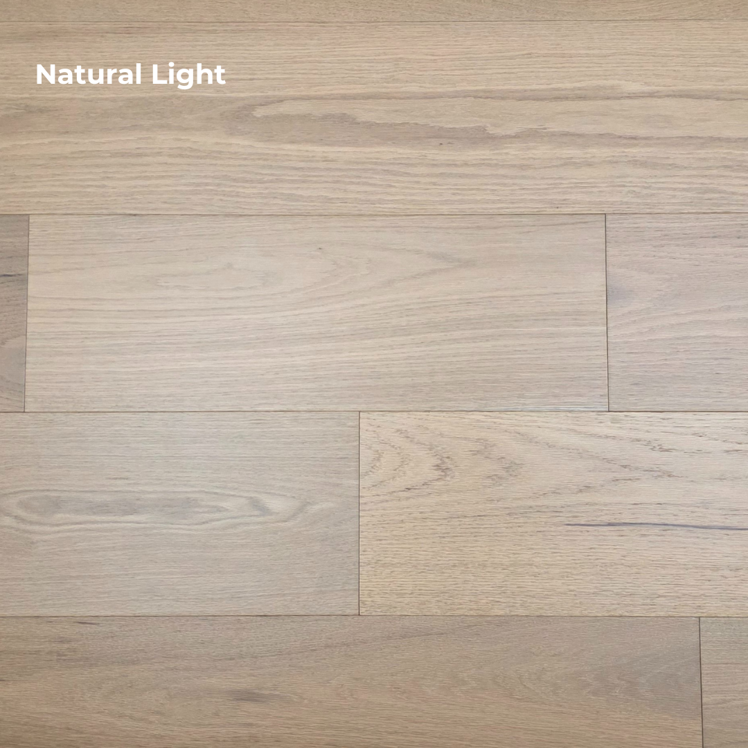 9 12 x 58 Engineered Red Oak Phoebe Hardwood Flooring shown in Natural light