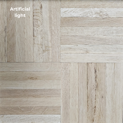 12" x 12" x 5/16" Unfinished White Oak 7-slat Parquet Hardwood Flooring