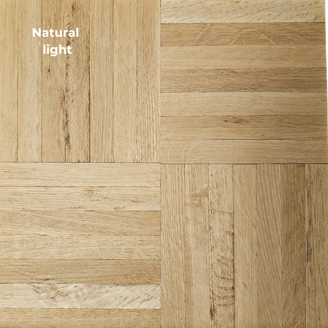 12" x 12" x 5/16" Unfinished White Oak 7-slat Parquet Hardwood Flooring