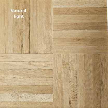 12" x 12" x 5/16" Unfinished White Oak 7-slat Parquet Hardwood Flooring