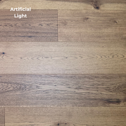 9 1/2" x 5/8" Engineered Hickory Andrews Hardwood Flooring shown in natural lighting