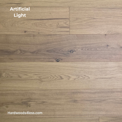 7 1/2" x 9/16" Engineered European Oak Rathlin Hardwood Flooring shown in artificial lighting