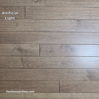 3 1/4" x 3/4" Solid Maple Haystack Hardwood Flooring. Shown in artificial lighting.