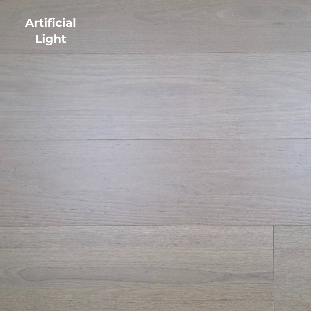Engineered Red Oak Umbriel Hardwood Flooring shown with artificial lighting