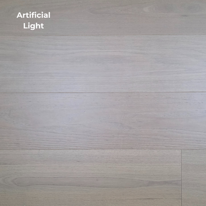 Engineered Red Oak Umbriel Hardwood Flooring shown with artificial lighting