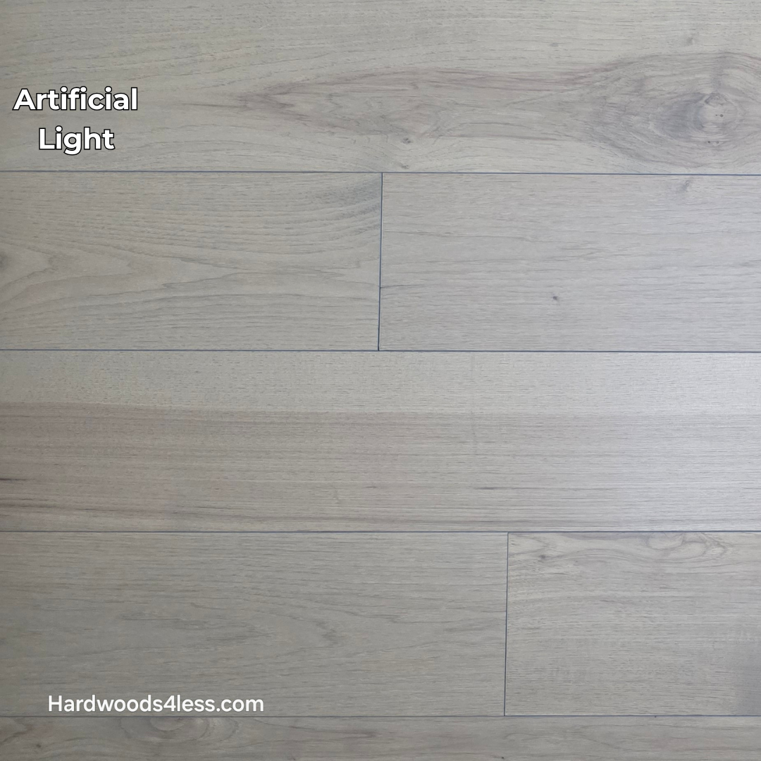 7 3/8" x 1/2" Engineered Hickory Fort Concho Hardwood Flooring. Shown in artificial lighting.