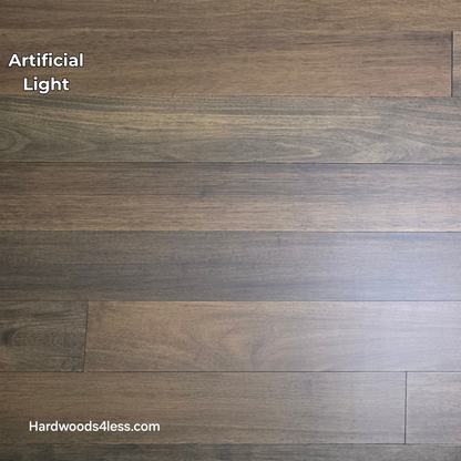 5" x 9/16" Engineered Brazilian Oak Pebble Hardwood Flooring. Shown in artificial lighting.