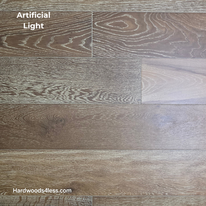 7 1/2" x 9/16" Engineered European Oak Hayling Hardwood Flooring. Shown in artificial lighting 