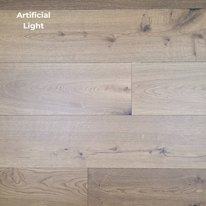  Engineered European Oak Titan Hardwood Flooring shown in artificial light