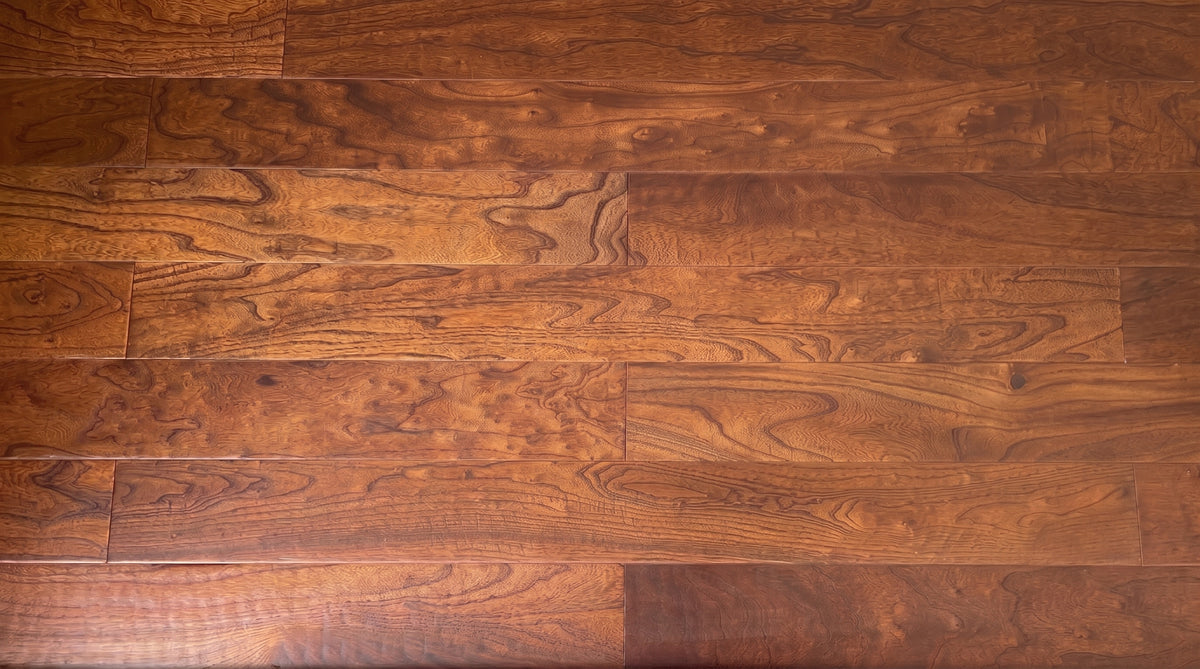5" x 9/16" Engineered Elm Tobacco Stain Hand Scraped Hardwood Flooring