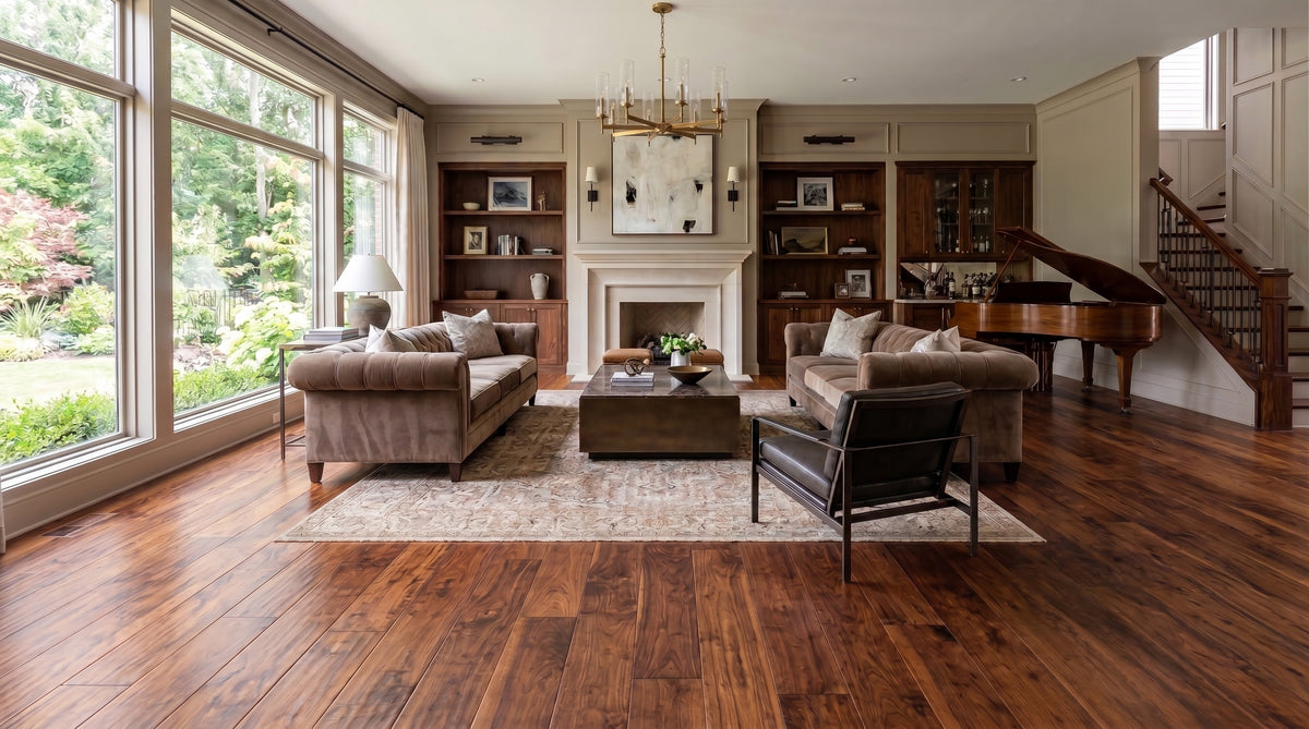 5" x 9/16" Engineered Elm Tobacco Stain Hand Scraped Hardwood Flooring