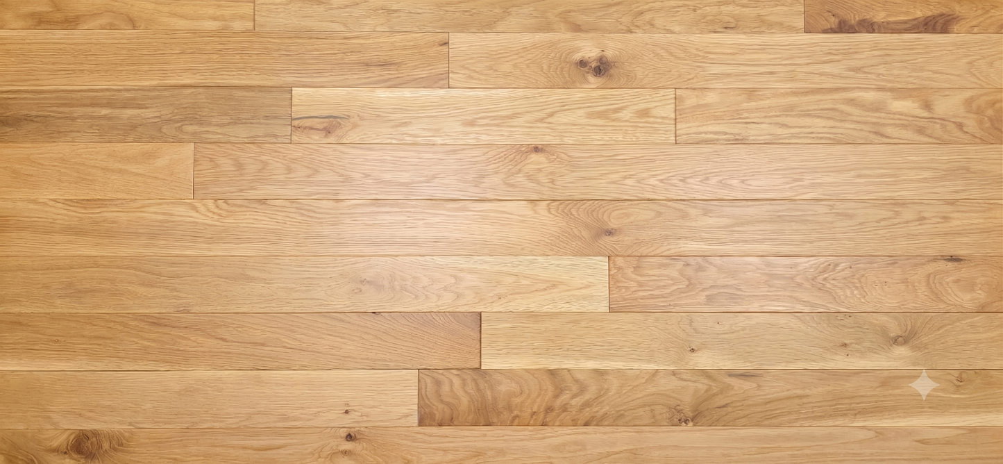 2 1/4" x 3/4" White Oak Natural Character Grade Matte Hardwood Flooring