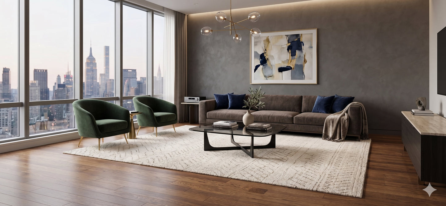 3 1/4" x 3/4" Oak Auburn Hardwood Flooring. Room scene.