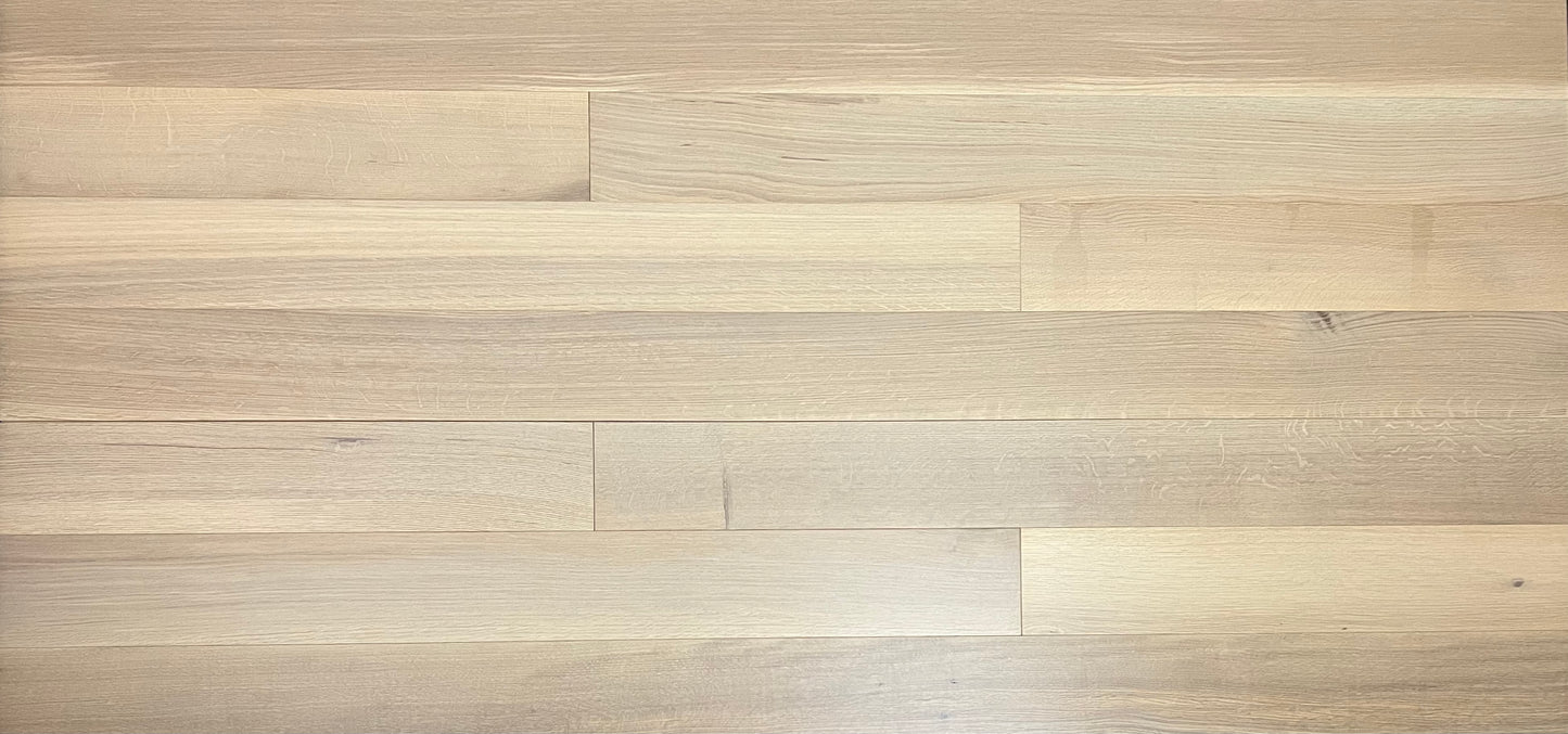 6" x 5/8" Engineered White Oak Pale Cream Stain Rift & Quartered Hardwood Flooring