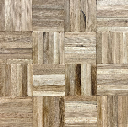 19" x 19" x 5/16" Unfinished White Oak 6-slat Parquet Hardwood Flooring