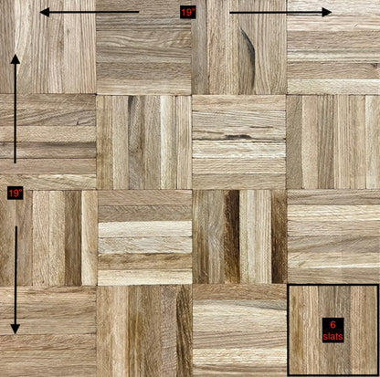 19" x 19" x 5/16" Unfinished White Oak 6-slat Parquet Hardwood Flooring