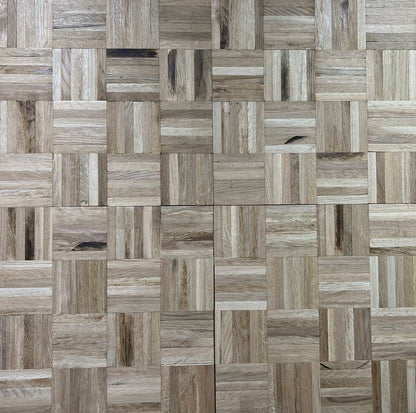 19" x 19" x 5/16" Unfinished White Oak 6-slat Parquet Hardwood Flooring