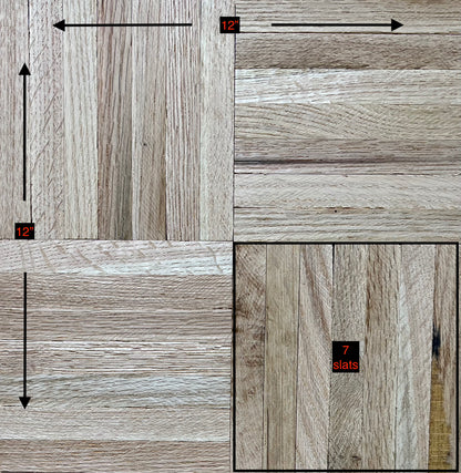 12" x 12" x 5/16" Unfinished Red Oak 7-Slat Parquet Hardwood Flooring