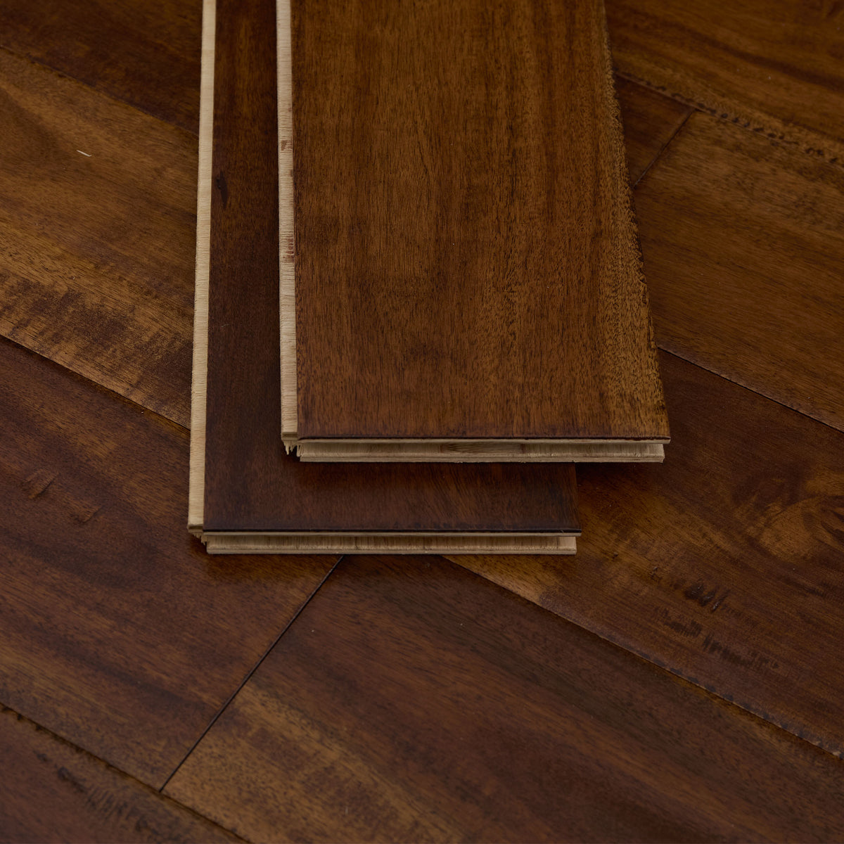 4 3/4" x 9/16" Engineered Acacia Toffee Hand-Scraped Hardwood Flooring