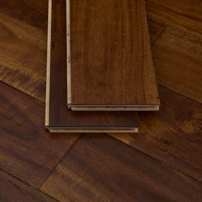4 3/4" x 9/16" Engineered Acacia Toffee Hand-Scraped Hardwood Flooring
