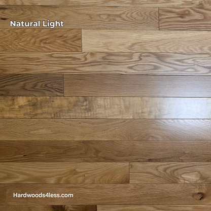 3 1/4" x 3/4" White Oak Natural Hardwood Flooring. Shown in natural lighting. 