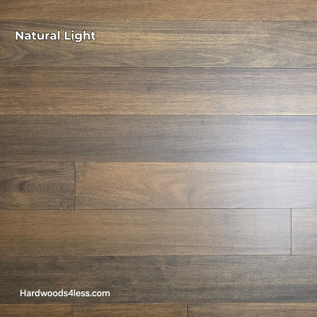 5" x 9/16" Engineered Brazilian Oak Pebble Hardwood Flooring. Shown in natural lighting.