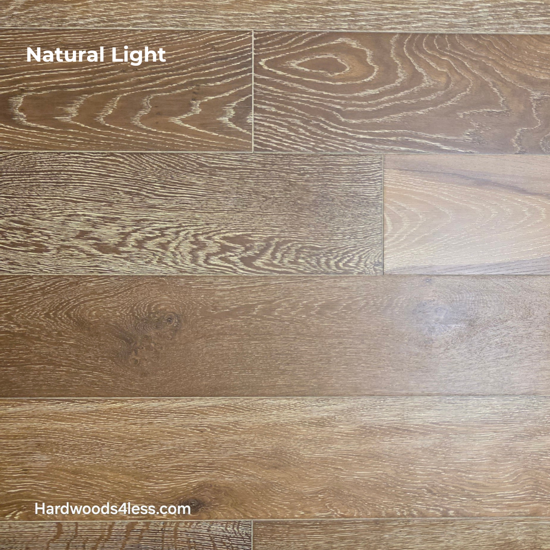7 1/2" x 9/16" Engineered European Oak Hayling Hardwood Flooring. Shown in natural lighting