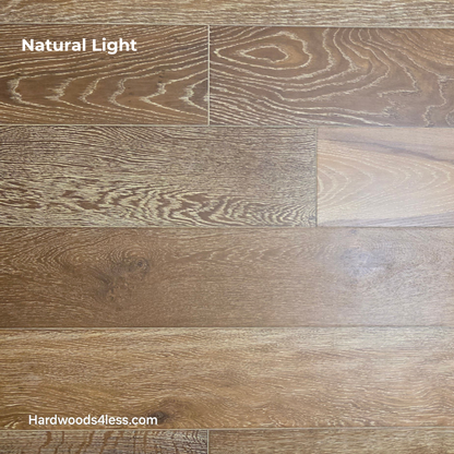7 1/2" x 9/16" Engineered European Oak Hayling Hardwood Flooring. Shown in natural lighting