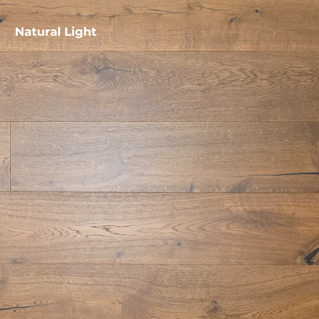 Close-up of wooden flooring with natural light