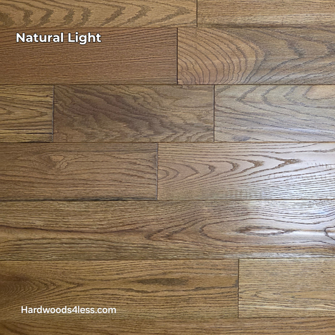 Solid Red Oak Purslane Hardwood Flooring shown close up with natural light setting