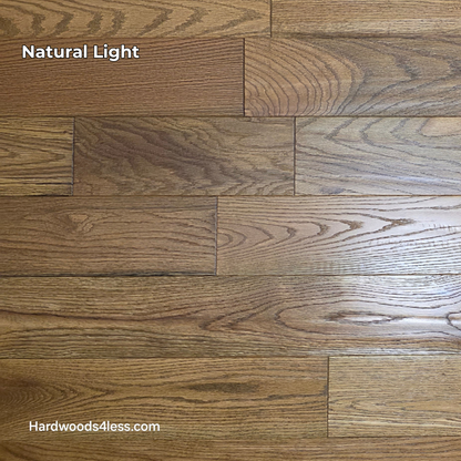 Solid Red Oak Purslane Hardwood Flooring shown close up with natural light setting