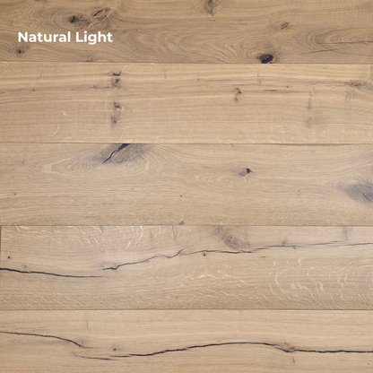 European White Oak hardwood flooring. shown in natural light.