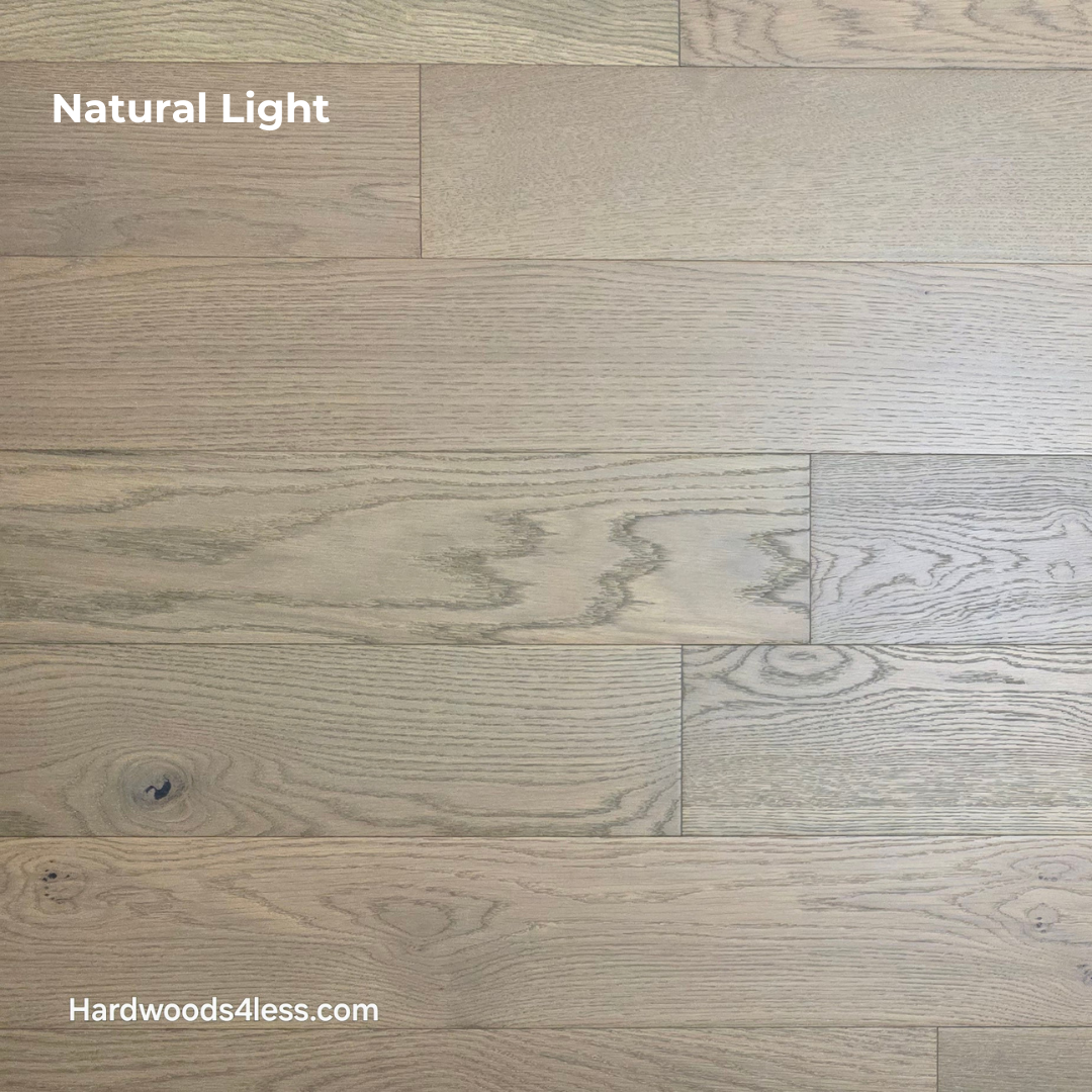 5 7/8" x 9/16" Engineered European Oak Cades Cove Hardwood Flooring. Shown in Natural lighting.