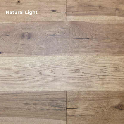 9 1/2" x 5/8" Engineered Hickory Collins Hardwood Flooring shown in natural lighting