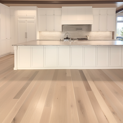 6" x 5/8" Engineered White Oak Mocha Cream Rift & Quartered Hardwood Flooring