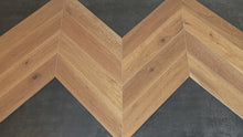 Load and play video in Gallery viewer, 5&quot; x 5/8&quot; Prefinished Chevron Margarita Euro Oak Hardwood Flooring
