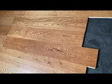 Load and play video in Gallery viewer, 5&quot; x 1/2&quot; Engineered White Oak Ambra Stain Hardwood Flooring

